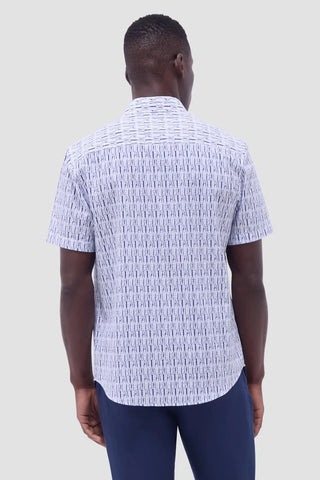 Orson Abstract Seersuckers Short Sleeve Shirt in Salt