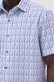 Orson Abstract Seersuckers Short Sleeve Shirt in Salt
