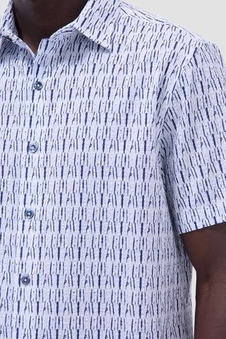 Orson Abstract Seersuckers Short Sleeve Shirt in Salt