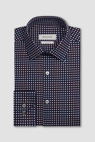 James Basketweave Long Sleeve OoohCotton Shirt in Berry