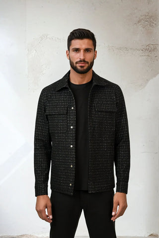 Shacket Houndstooth in Black
