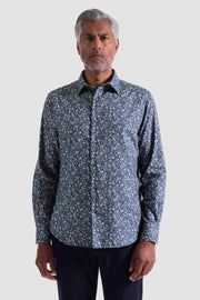 Julian Long Sleeve Woven Shaped Shirt in Navy Floral Print