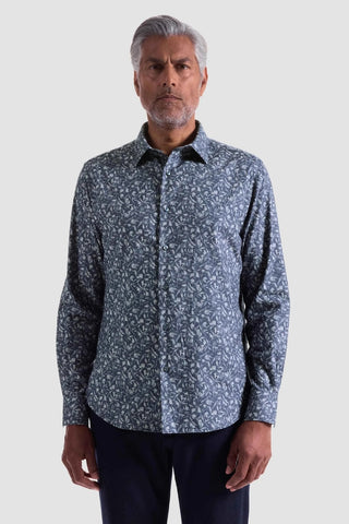 Julian Long Sleeve Woven Shaped Shirt in Navy Floral Print