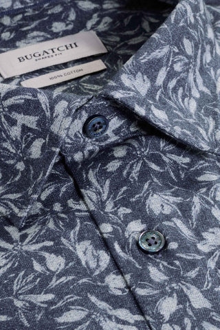 Julian Long Sleeve Woven Shaped Shirt in Navy Floral Print