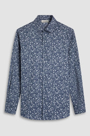Julian Long Sleeve Woven Shaped Shirt in Navy Floral Print