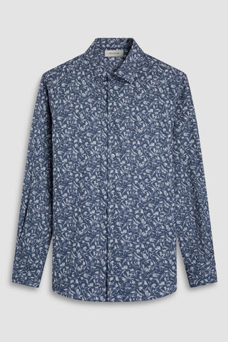 Julian Long Sleeve Woven Shaped Shirt in Navy Floral Print