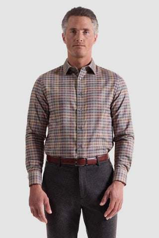 Julian Long Sleeve Woven Shirt in Mahogany