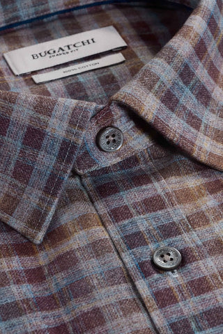 Julian Long Sleeve Woven Shirt in Mahogany