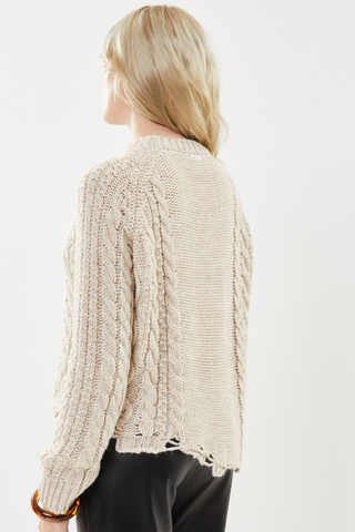 Distressed Cable Knit Sweater