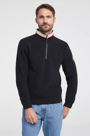 Classic Windproof Quarter-Zip Knitted Cotton Sweater in 4 Colours