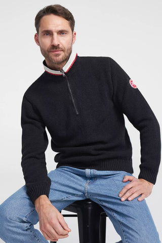 Classic Windproof Quarter-Zip Knitted Cotton Sweater in 4 Colours