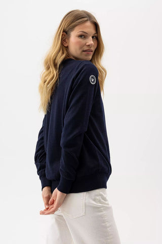 Nelly Windproof Crew Neck Sweater in Dark Navy
