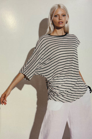 Short Sleeved Stripe Top in Lino
