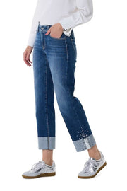 Paris Straight Short Jeans in Mid-Blue