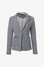 Notch Collar Jacket Patch Pockets in Navy-and-Ivory