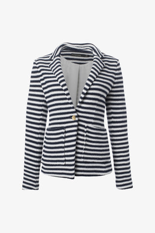 Notch Collar Jacket Patch Pockets in Navy-and-Ivory