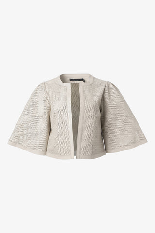 Perforated Leather Short Jacket in Bone