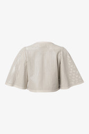 Perforated Leather Short Jacket in Bone