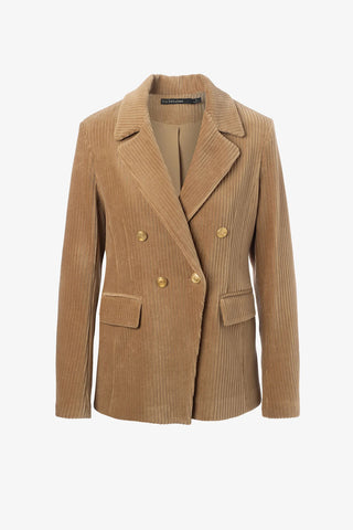 Corduroy Double Breasted Jacket in Camel