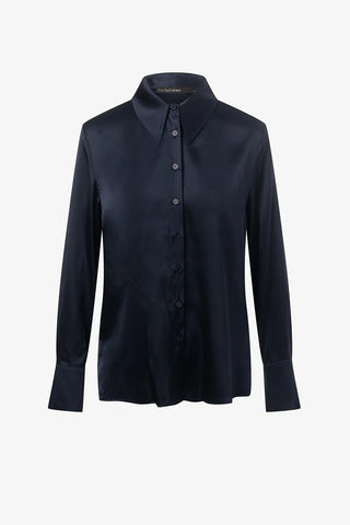 Long Sleeve Classic Stretch Silk Blouse