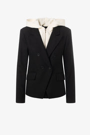 Blazer with Leather Patches and Removable Hoodie Insert
