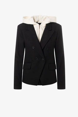 Blazer with Leather Patches and Removable Hoodie Insert