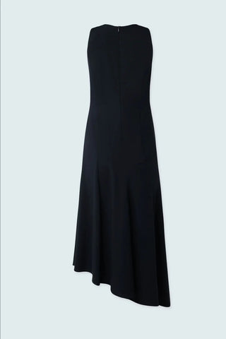 Godet Bias-Cut Dress in Navy