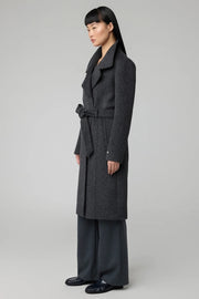 Genie Semi-Fitted Novelty Wool Coat in Black