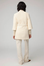 Mariah Semi-Fitted Wool-Blend Sherpa Coat in Powder