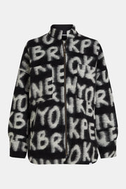 Fall Jacket With Black-Ecru Graphic Print