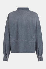 Long-Sleeved Denim Shirt-Jacket in Grey