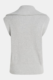 Sleeveless Turtleneck Sweater in Light-Grey Mélange