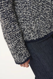 Ciad Two-Tone Bouclé-Knit Sweater in Marine