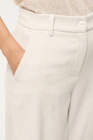 Cadiopa Corduroy Wide-Legged Pants in Off-White