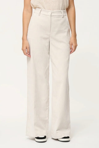 Cadiopa Corduroy Wide-Legged Pants in Off-White