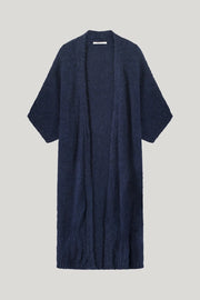 Kimono-Style Long Cardigan in Midnight Blue