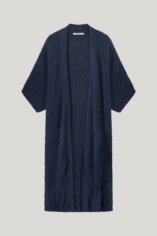 Kimono-Style Long Cardigan in Midnight Blue