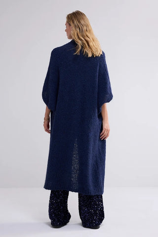 Kimono-Style Long Cardigan in Midnight Blue