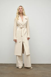 Coat with Cable Knit Sleeve in 2 Colors