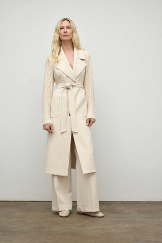 Coat with Cable Knit Sleeve in 2 Colors
