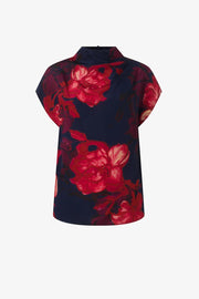 Floral Print Drapped NeckLine Top