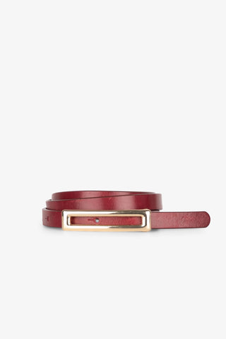 Skinny Leather Belt with Rectangle Buckle