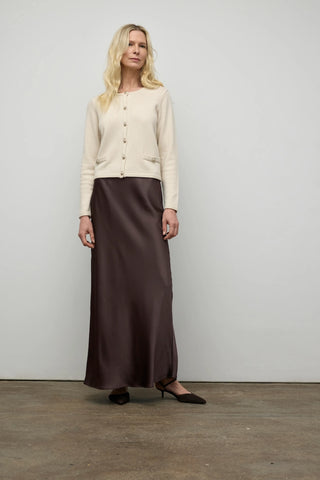 Satin Slip Skirt in Espresso