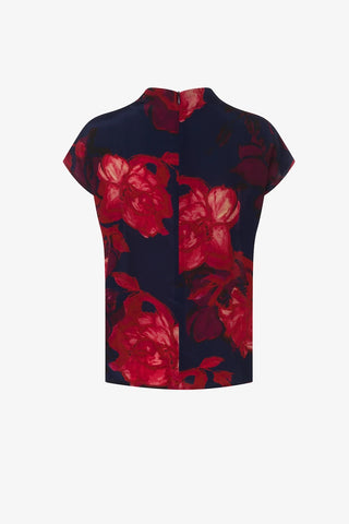 Floral Print Drapped NeckLine Top
