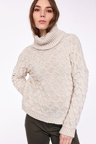 Honeycomb-Knit Turtleneck in 2 Colours