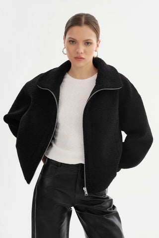 Jayna Sherpa Jacket in Black