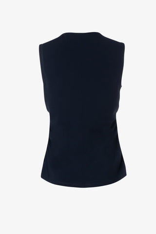 Shirred Sleeveless Top in Navy