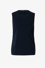 Shirred Sleeveless Top in Navy