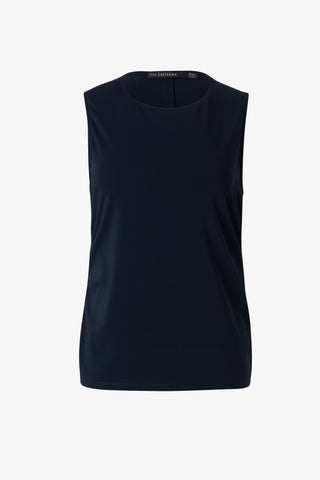 Shirred Sleeveless Top in Navy