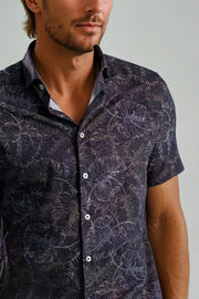 Nova Jungle Monstera Short Sleeve Shirt in Black